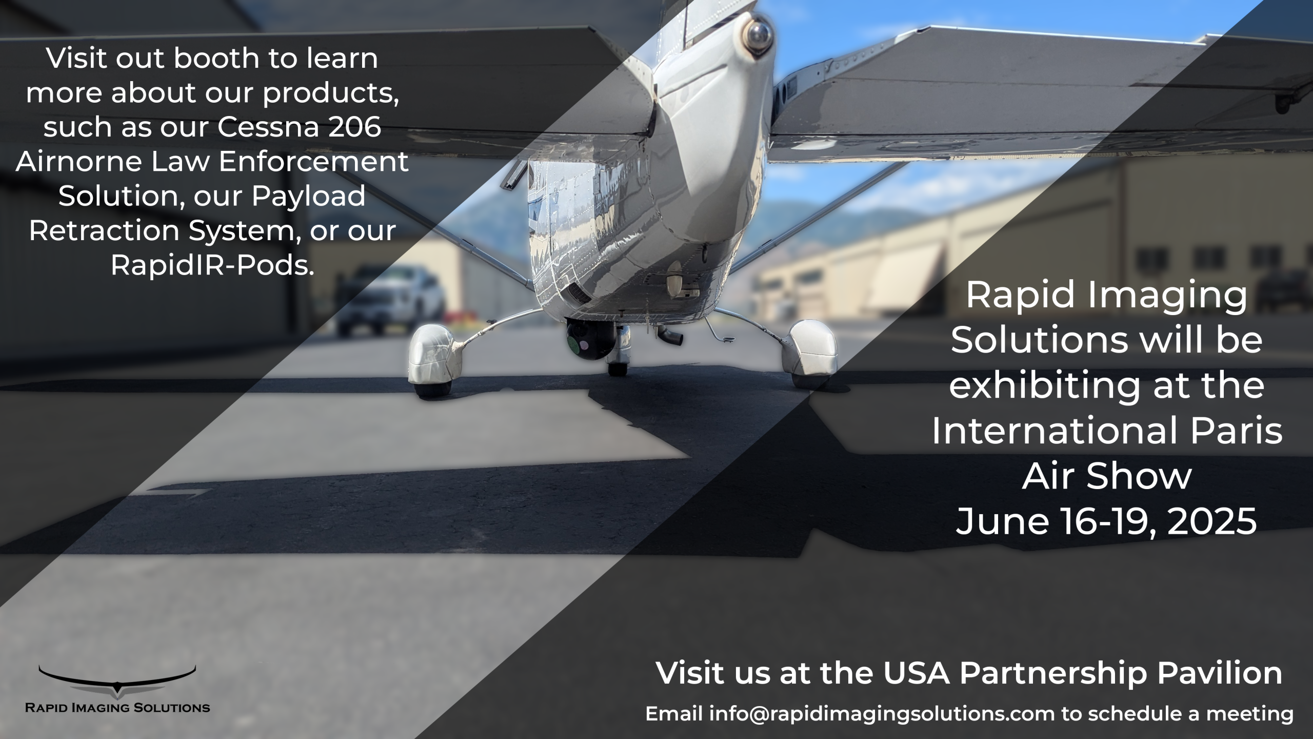 a graphic advertising rapid imaging solutions' exhibition at the 2025 paris air show
